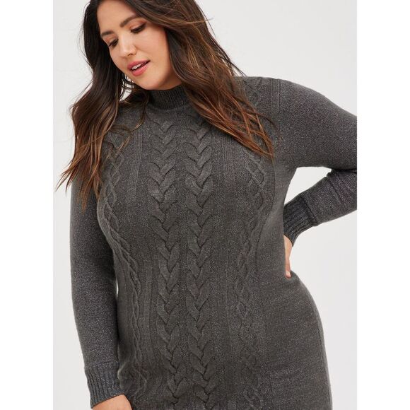 Women's Torrid Mock Neck Mini Dress | Color: Oxford | Size 18-20 - Picture 2 of 14